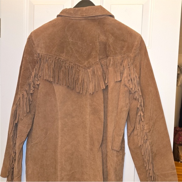 Denim & Co XL Tan Suede Fringe Jacket - Picture 3 of 6